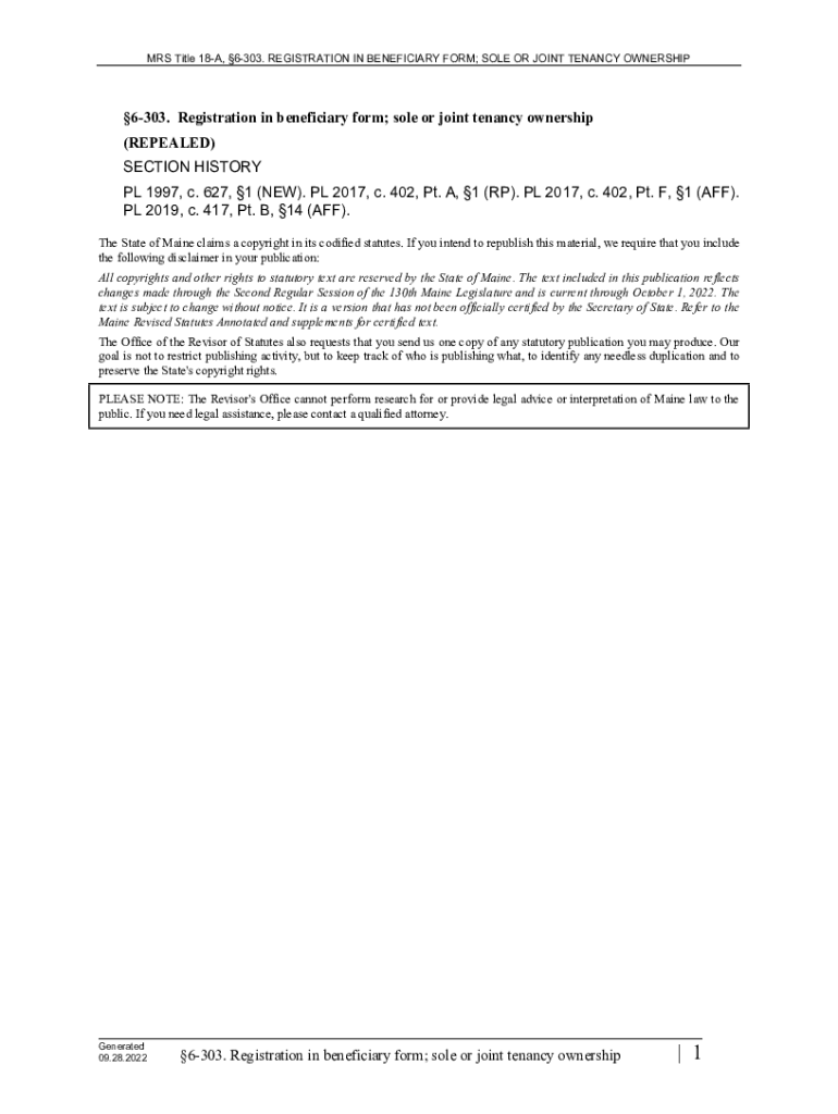 Fillable Online legislature maine Title 18C, 6302 Registration in