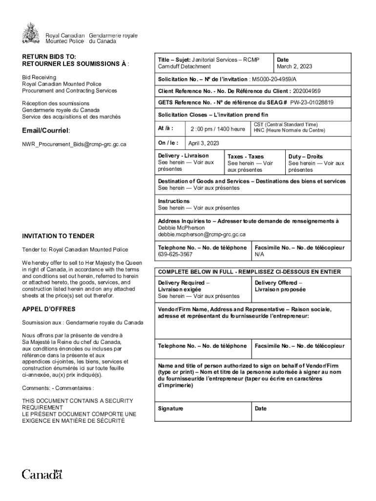Fillable Online Royal Canadian Mounted Police Canada Tenders Fax Email