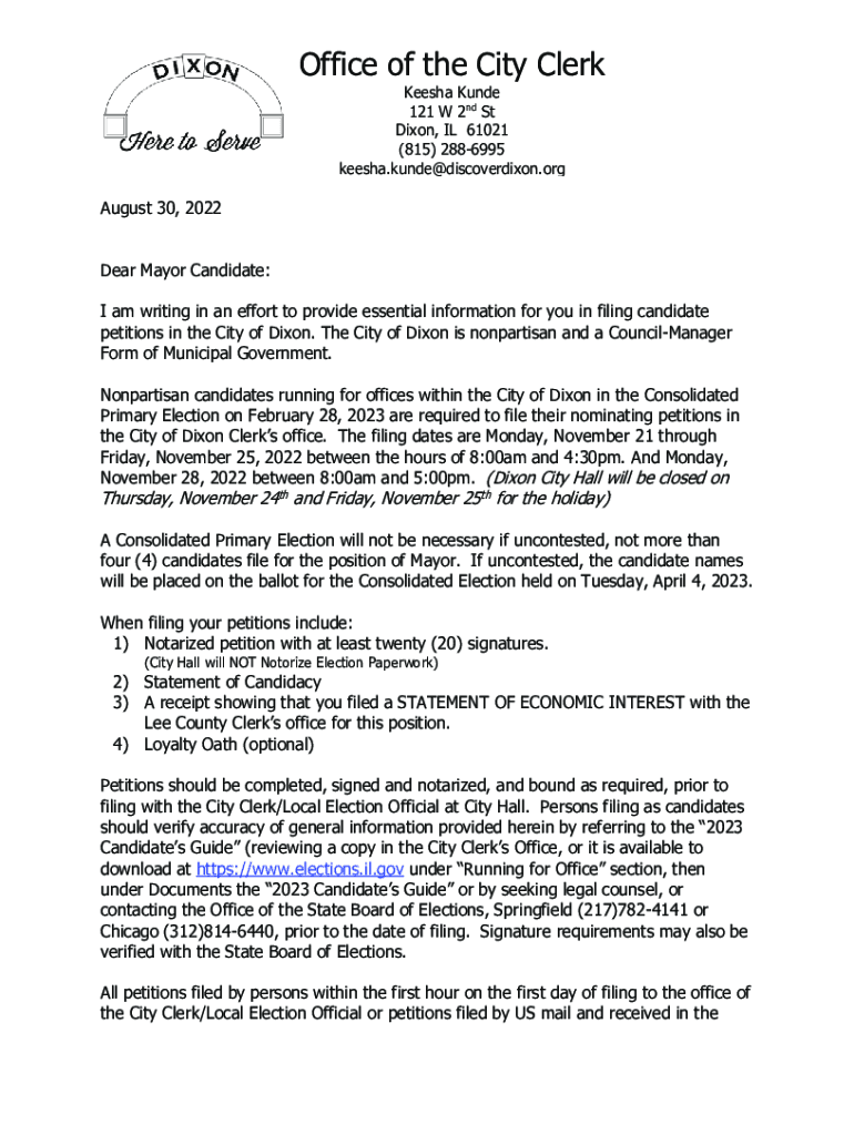 Fillable Online Administration ContactsCity of Dixon Illinois Government Fax Email Print pdfFiller