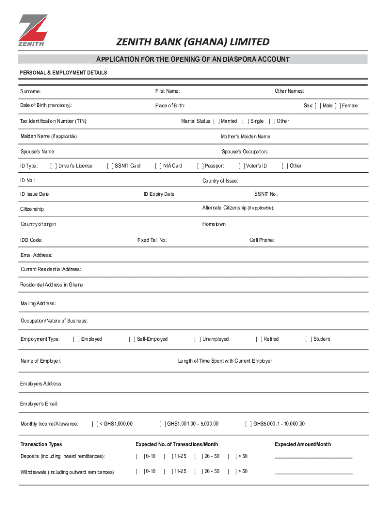 Fillable Online diaspora account application form Fax Email Print
