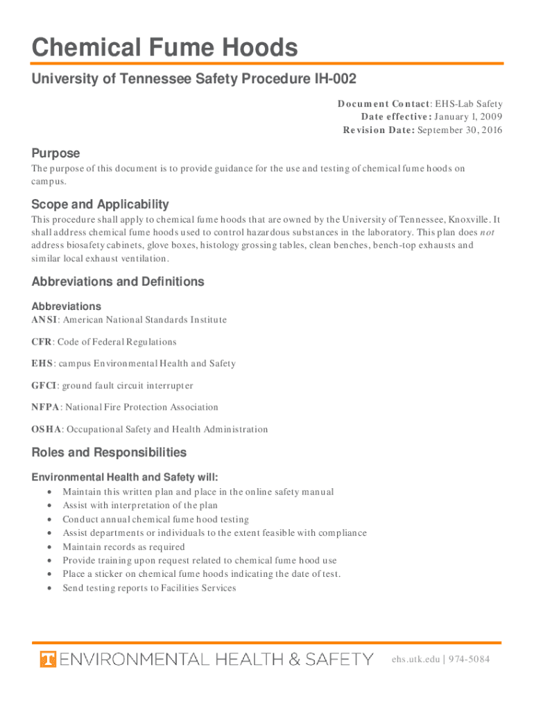 Fillable Online ehs utk Guidelines For The Safe Use Of Laboratory Fume