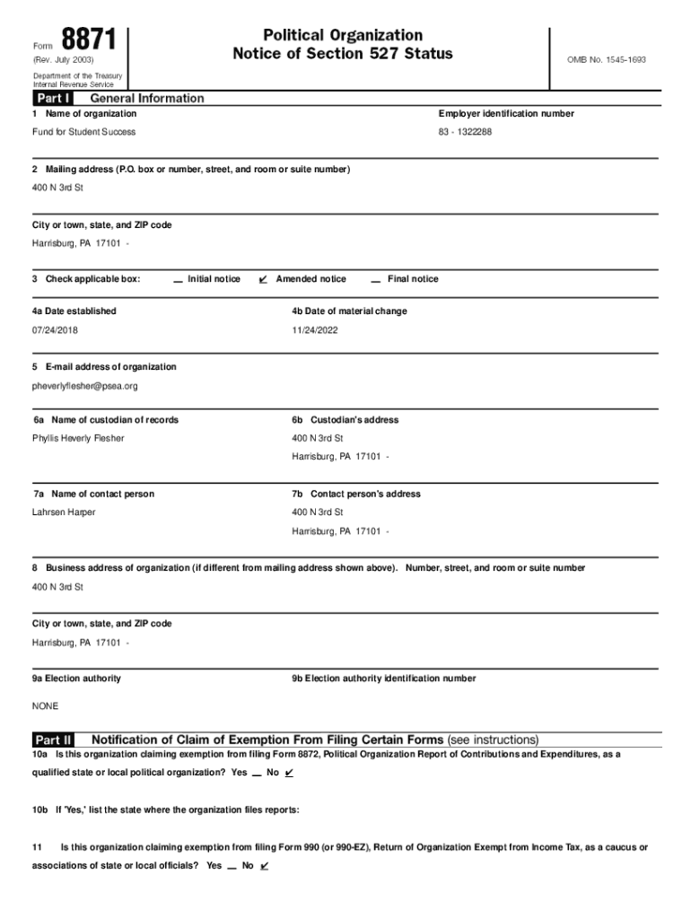 Fillable Online 1 Name of organization Employer identification number Fund for Fax Email