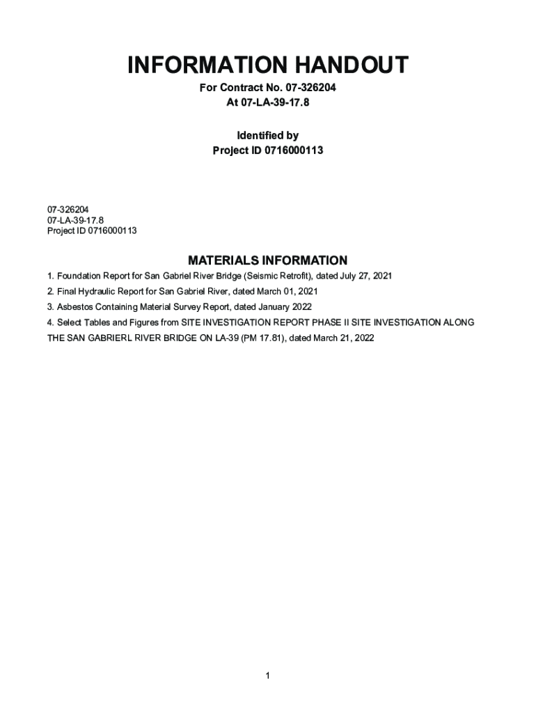 Fillable Online I210 San Gabriel River Bridge Hinge Replacement