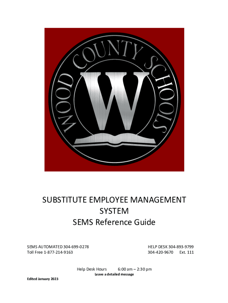 Fillable Online Substitute Employee Management System (SEMS) Fax Email