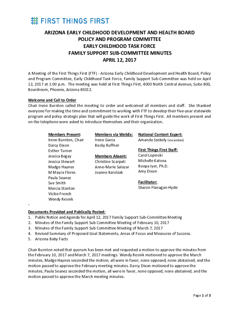 Fillable Online arizona early childhood development and health board