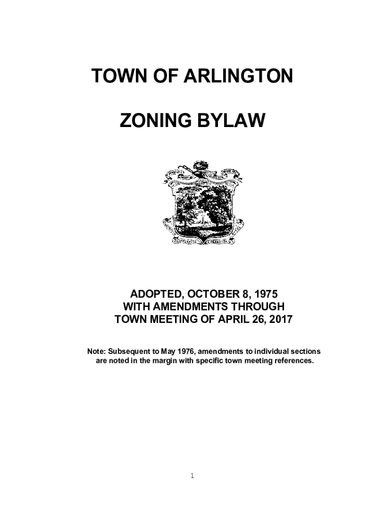 Fillable Online TOWN OF ARLINGTON ZONING BYLAW Fax Email Print pdfFiller