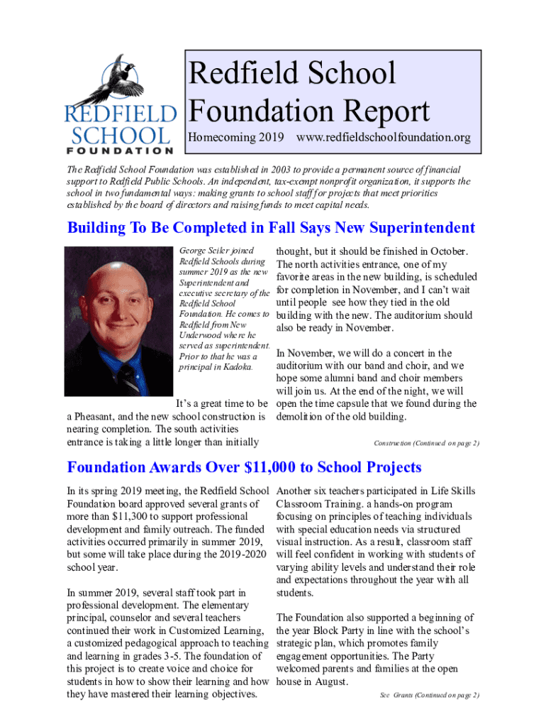 Fillable Online Redfield School Foundation Report Fax Email Print