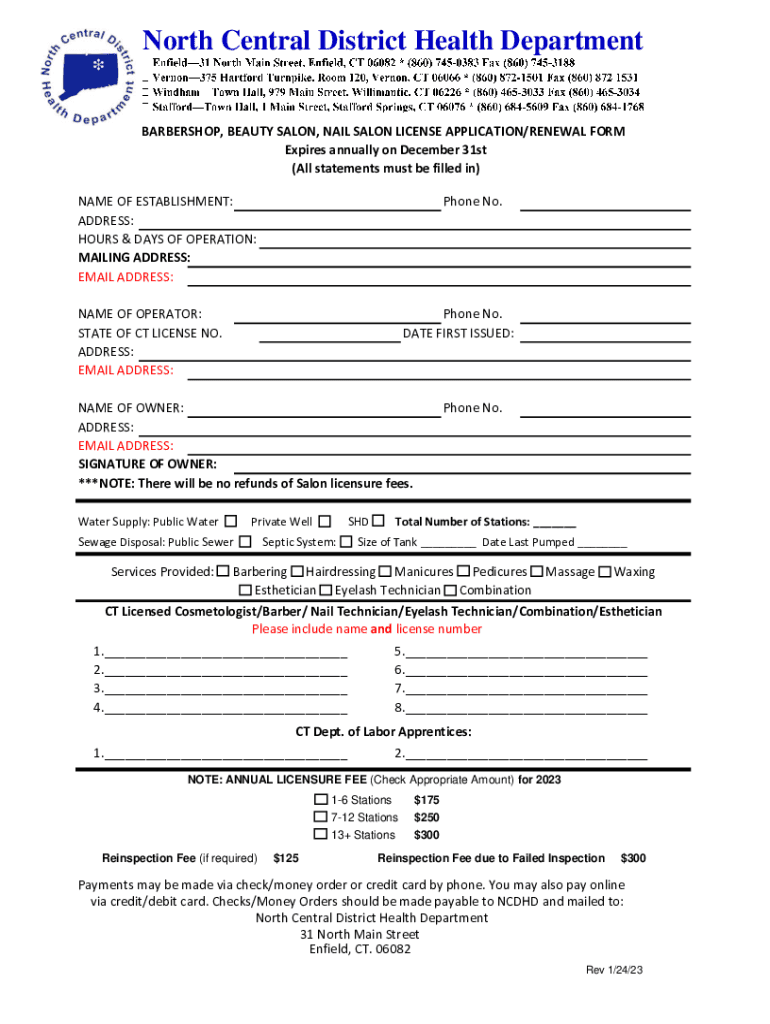 Fillable Online BEAUTY SALON, NAIL SALON LICENSE