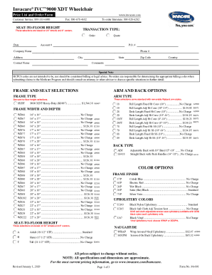 Fillable Online Invacare Product Catalog - Invacare 9000 XDT Wheelchair