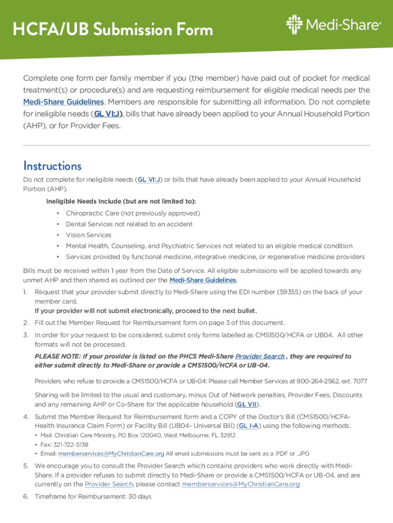 Fillable Online HCFA/UB Submission Form Fax Email Print pdfFiller
