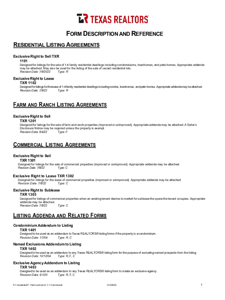 Fillable Online Form Description and Reference Texas REALTORS Fax Email