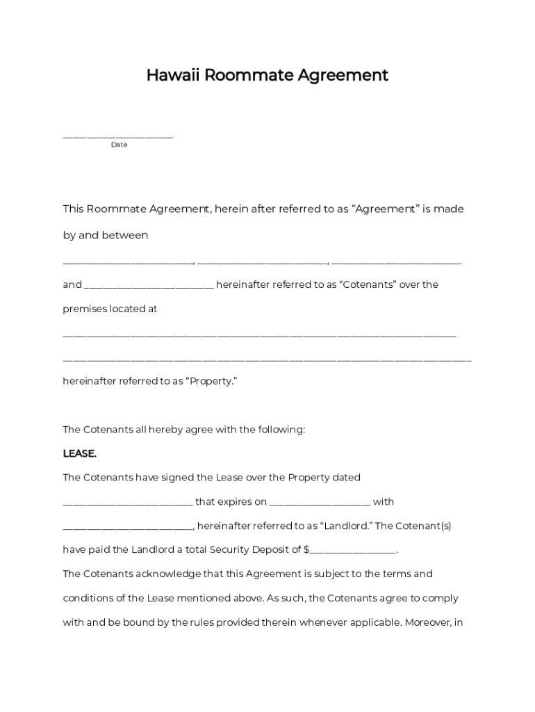 Fillable Online Hawaii Rental Lease Agreement Template 2023 Fax Email