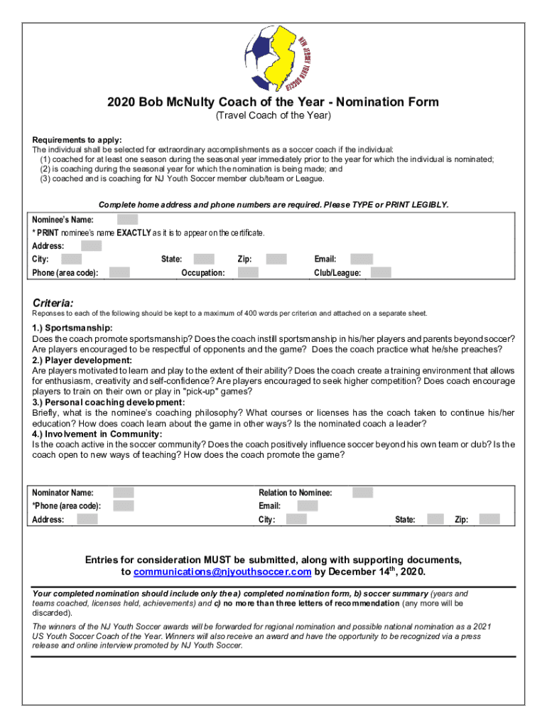 Fillable Online Mt. Laurel United's Norton Honored as Coach of the Year