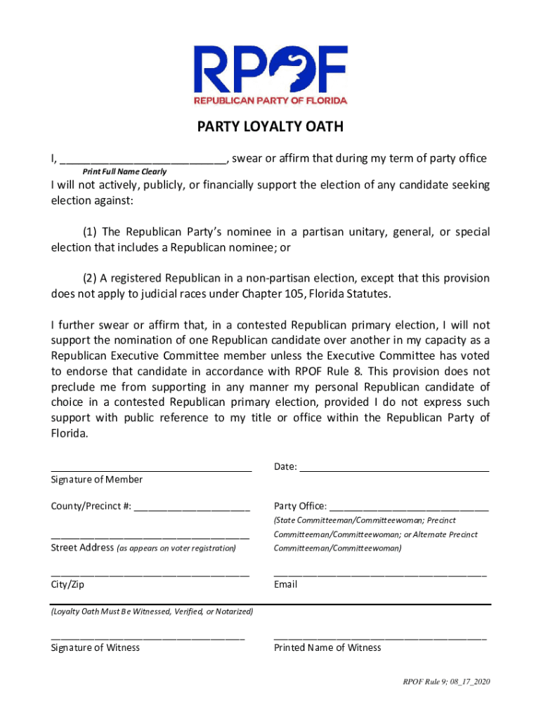 Fillable Online Florida Election Code F.S. Chapters 97106 Mount Dora