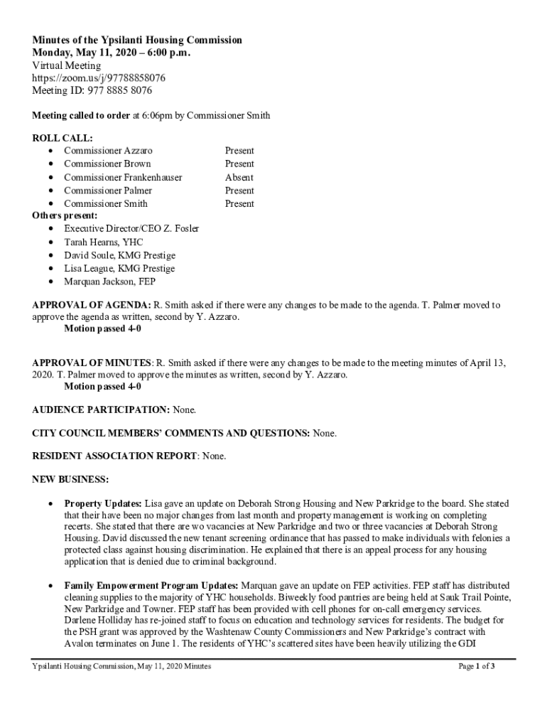 Fillable Online HUD Public Housing Program Ypsilanti Fax Email