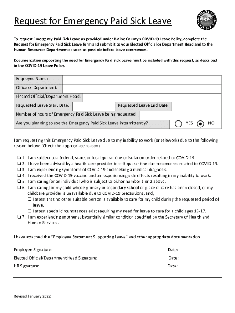 Fillable Online covid19paidsickleaverequestform. Fax Email