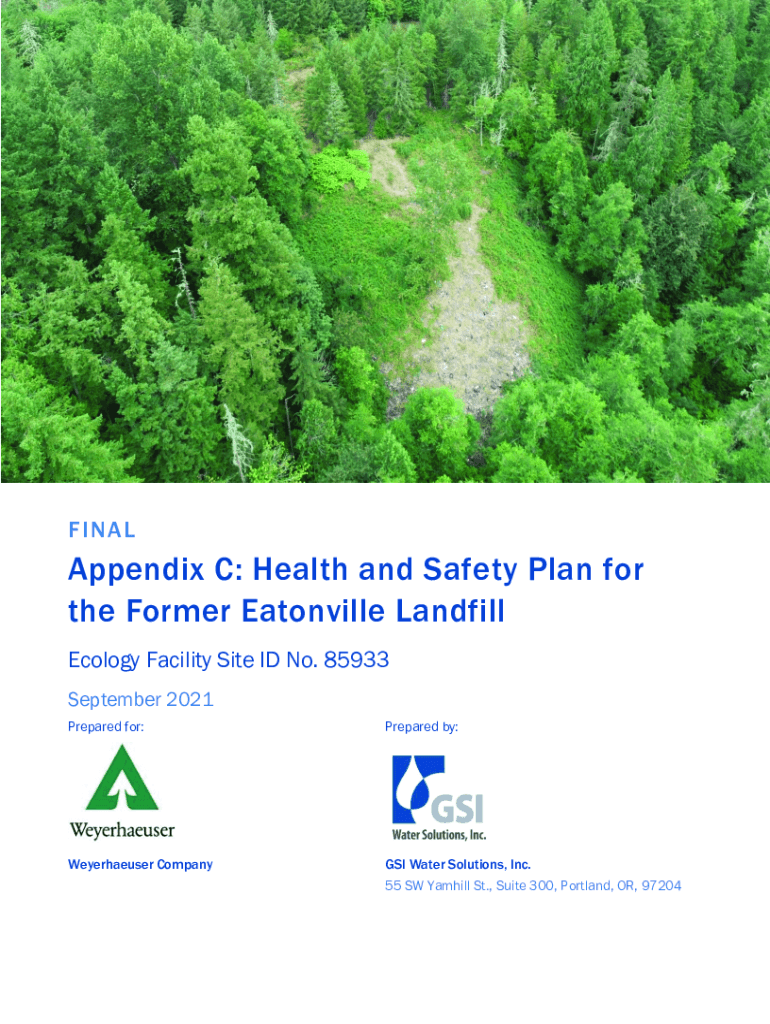 Fillable Online Health and Safety Plan for the Former Eatonville