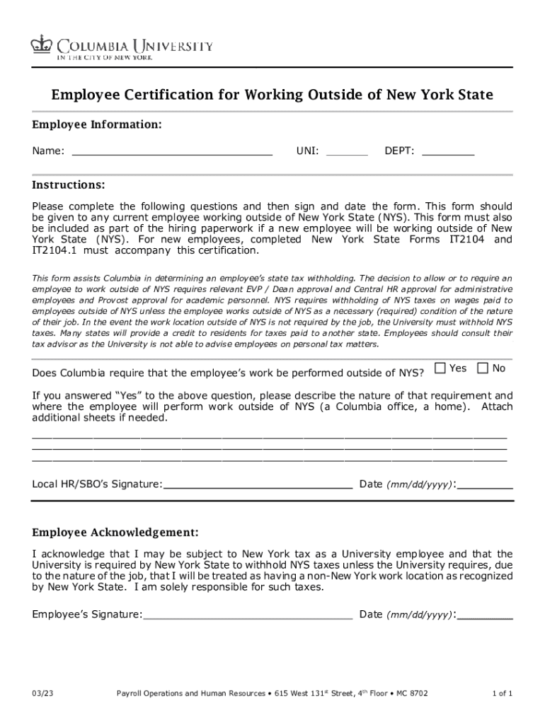 Fillable Online Form IT2104.1 New York State, City of Fax Email