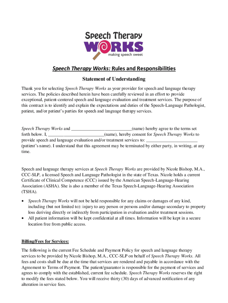 Fillable Online Speech and language therapy interventions for children