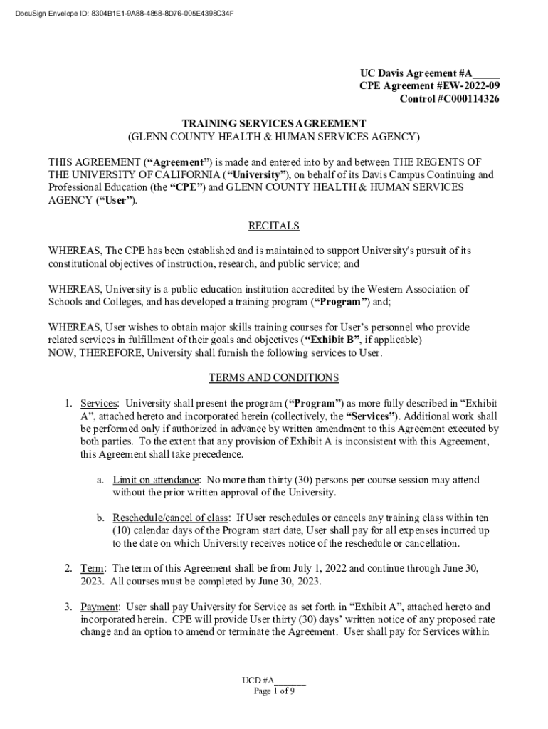 Fillable Online UC Davis Agreement A CPE Agreement EW2022 Fax