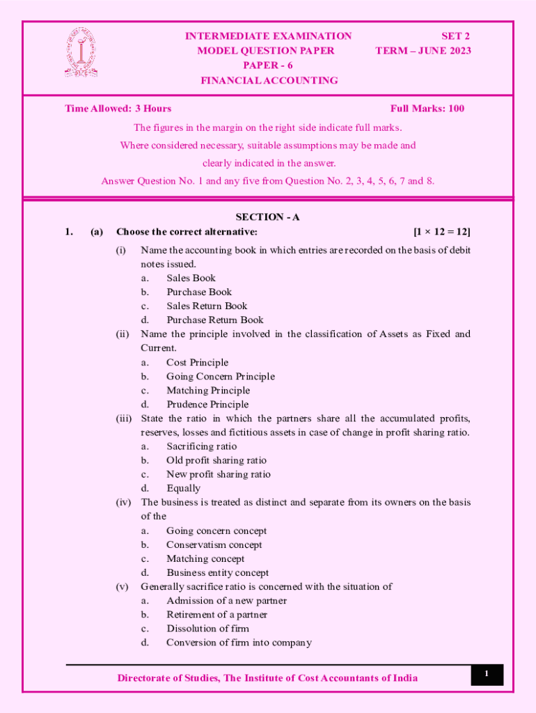 Fillable Online Advanced Corporate Accounting Model Question Paper Pdf
