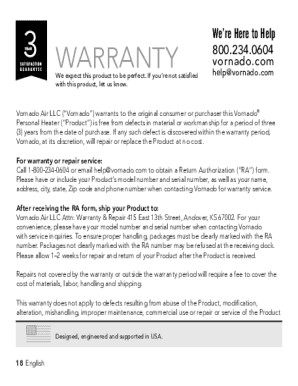 Fillable Online VORNADO Whole Room Heater Owner's Manual Fax Email