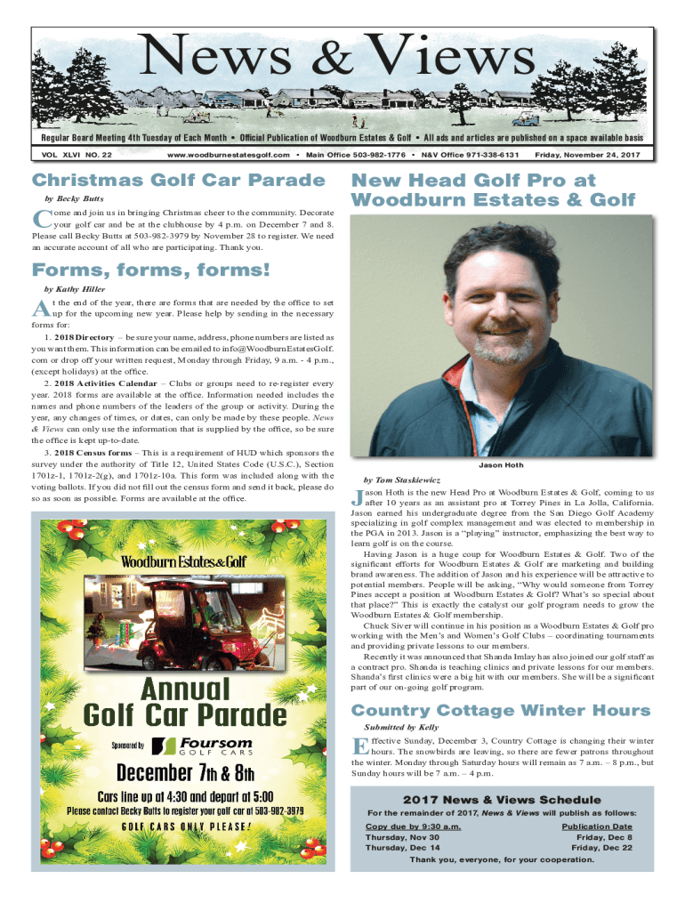 Fillable Online New Head Golf Pro at Woodburn Estates & Golf Forms