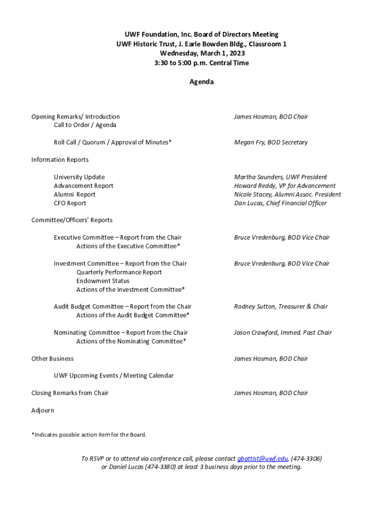 Fillable Online Foundation Board Schedule Fax Email Print pdfFiller
