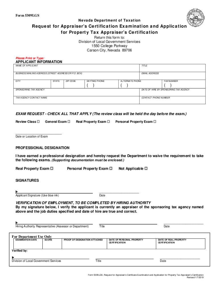 Fillable Online 1 Request for Appraiser's Certification Examination and Fax Email Print