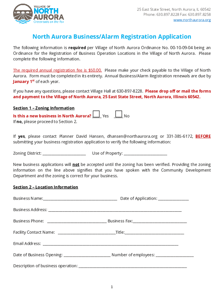Fillable Online Building and Zoning Division Village of North Aurora