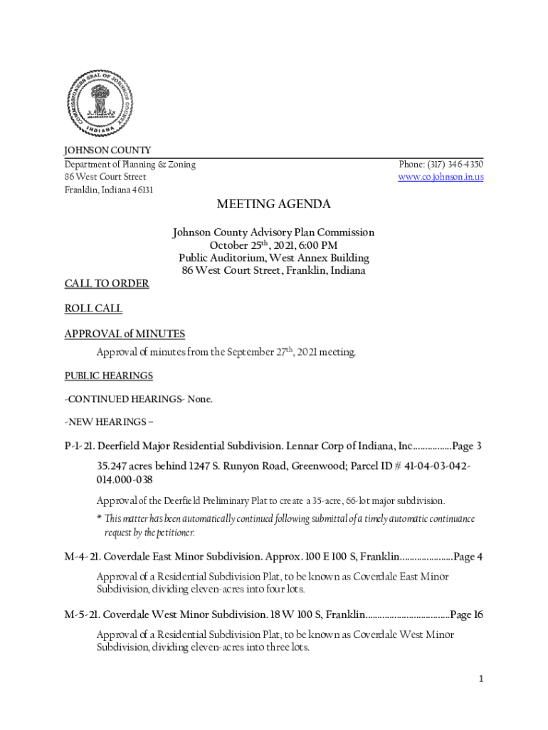 Fillable Online Planning & Zoning / Johnson County, Indiana Fax Email