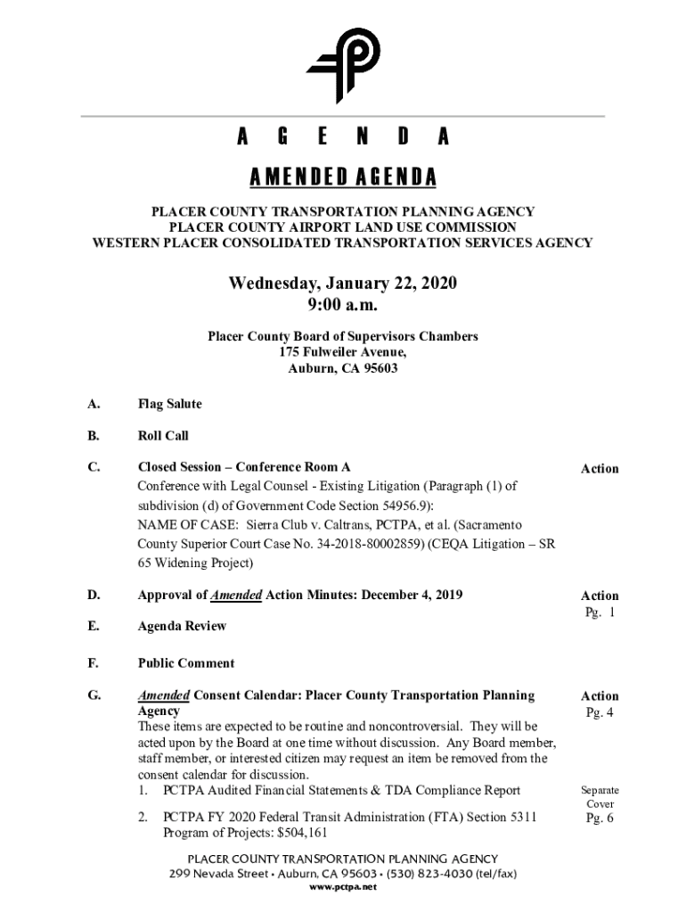 Fillable Online Placer County Transportation Planning Agency hosts