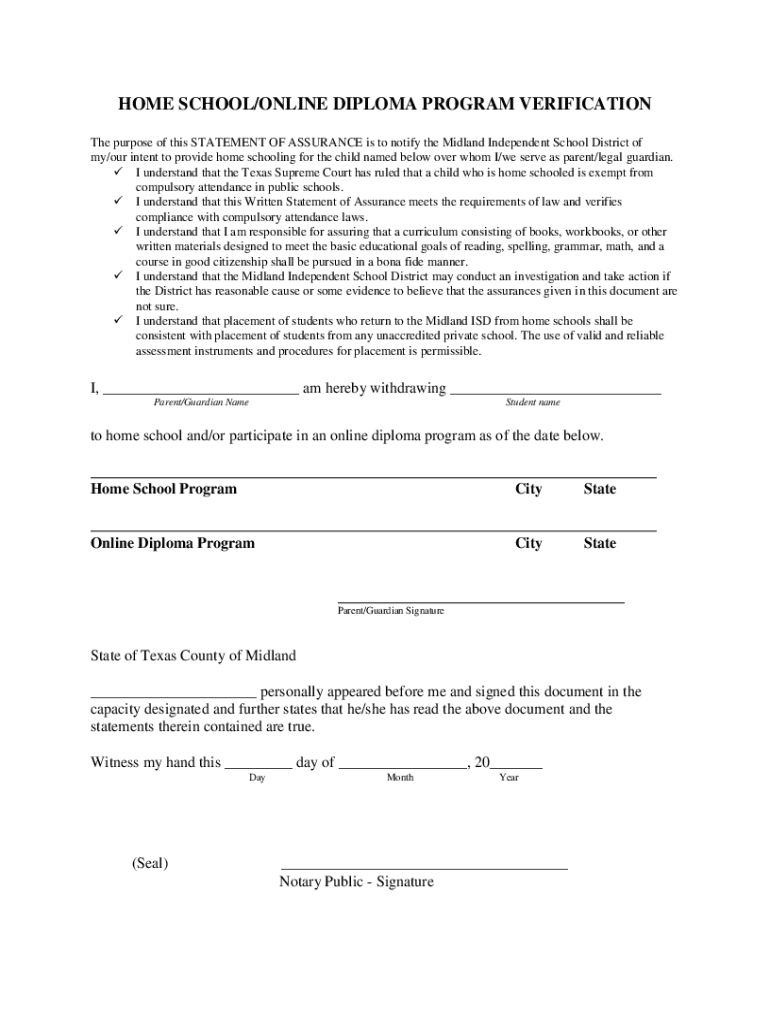 Fillable Online Filing Your Notice of Intent to Homeschool in North