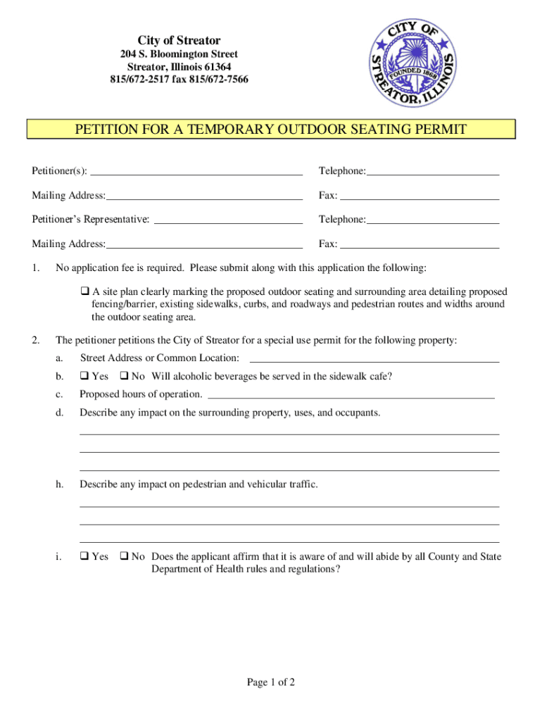 Fillable Online Now Hiring at Anderson Fields City of Streator, IL