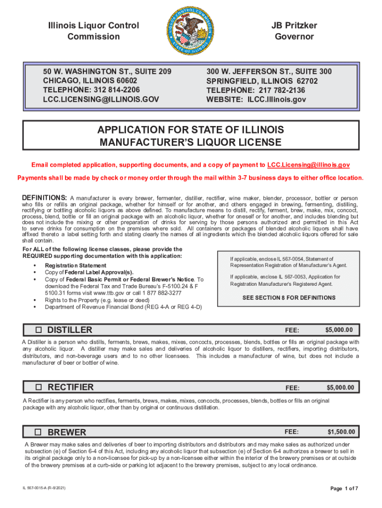 Fillable Online IL Liquor Control Commission Manufacturer's Application