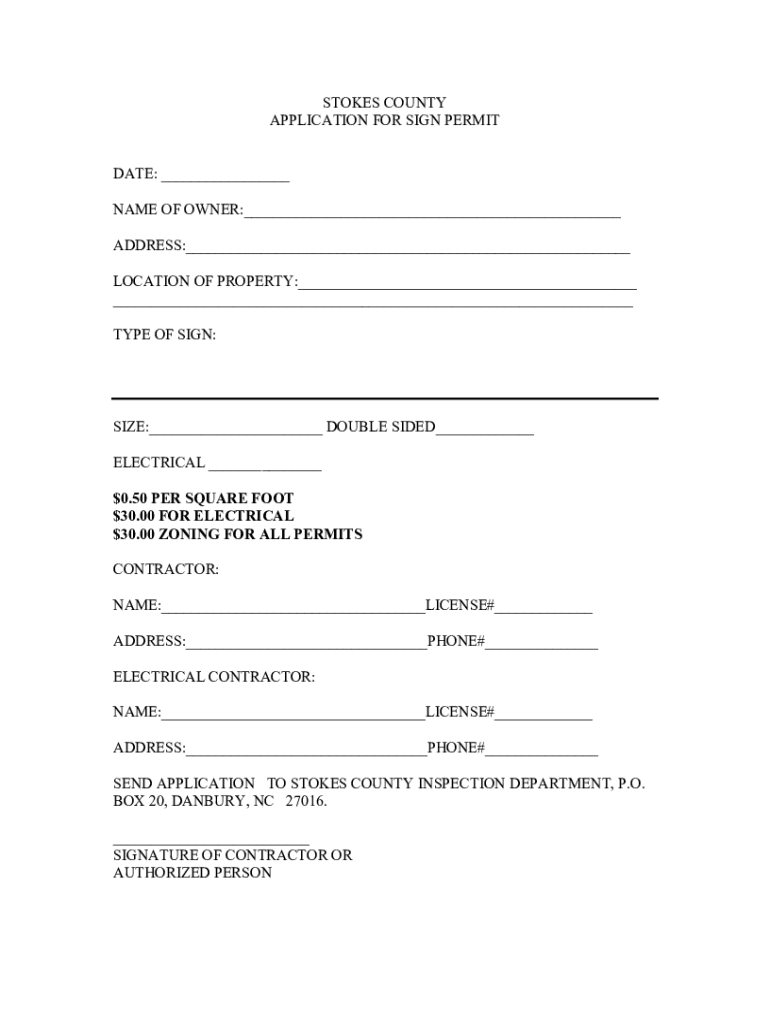 Fillable Online Planning & Inspections Stokes County, NC Fax Email