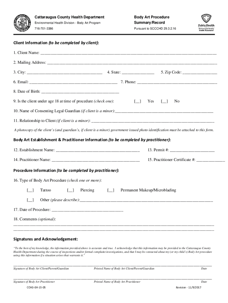 Fillable Online BODY ART CONSENT FORM scceh.info Fax Email Print