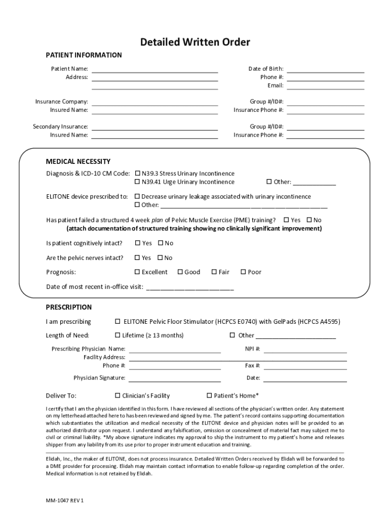 Fillable Online MEDICARE DETAILED WRITTEN ORDER SOLARA Fax Email Print