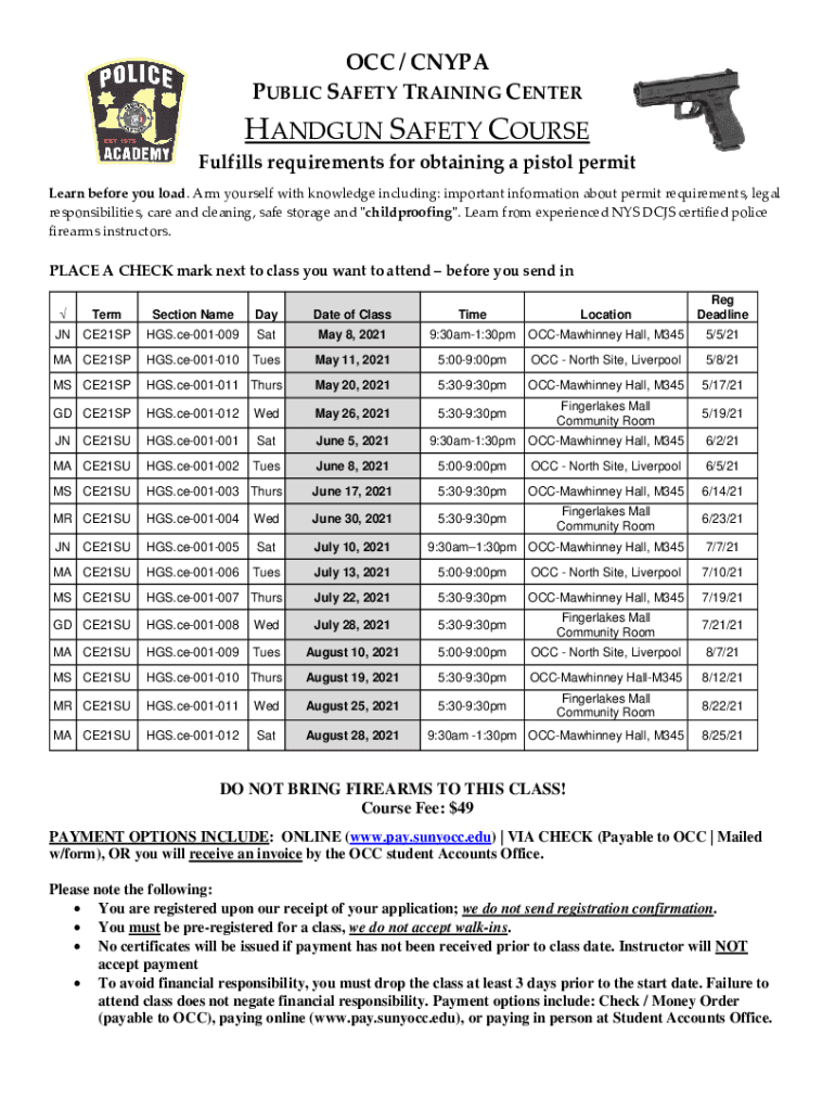 Fillable Online New York State Concealed Carry Firearm Safety Training