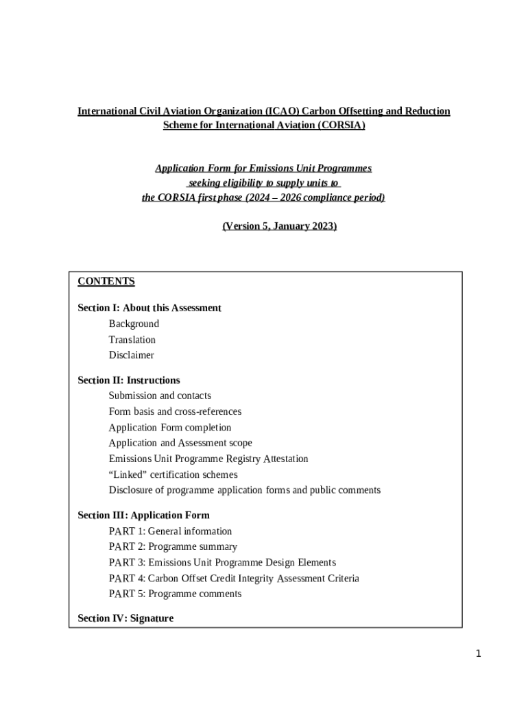 CORSIA Emissions Unit Eligibility Criteria Doc Template pdfFiller