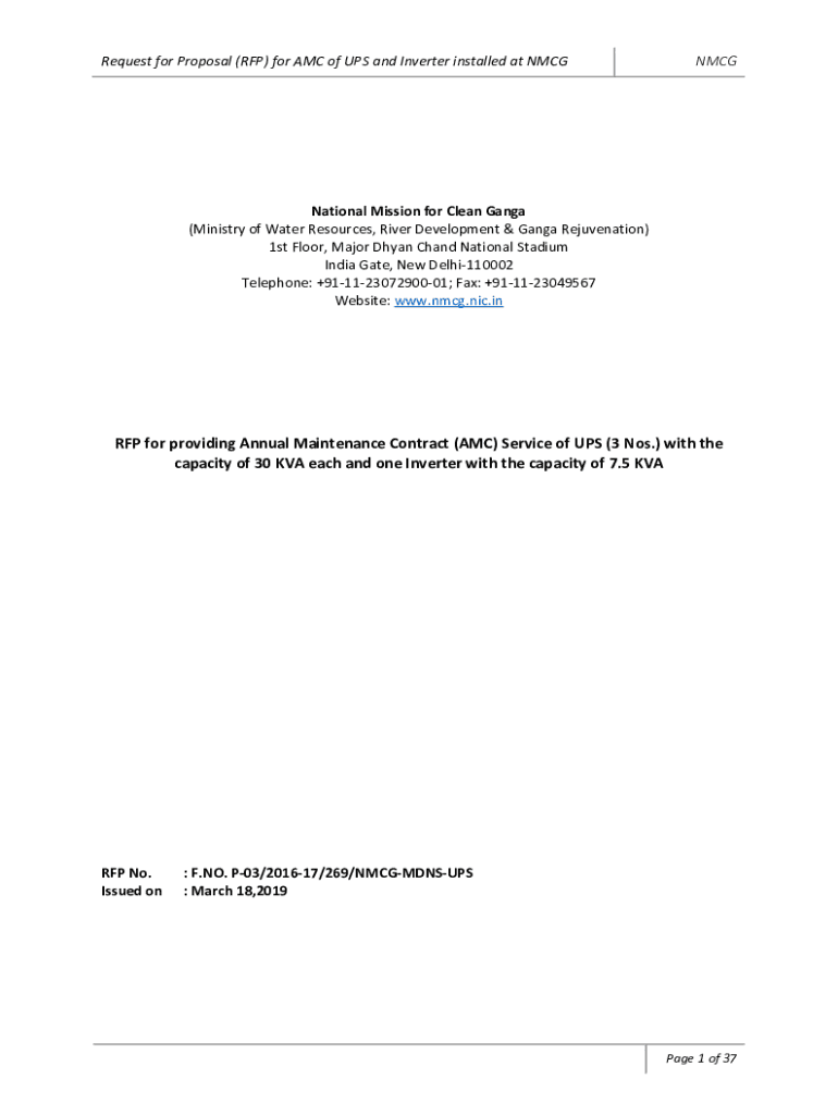 Fillable Online nmcg nic Request for Proposal (RFP) for AMC of UPS and