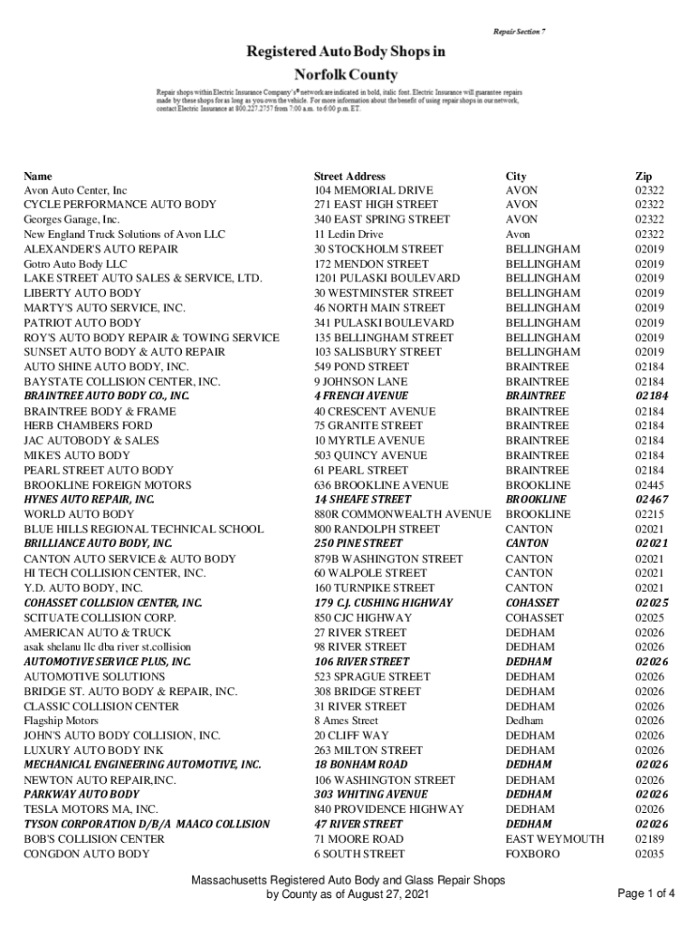 Fillable Online Auto repair Avon, Auto repair all of New England, Truck