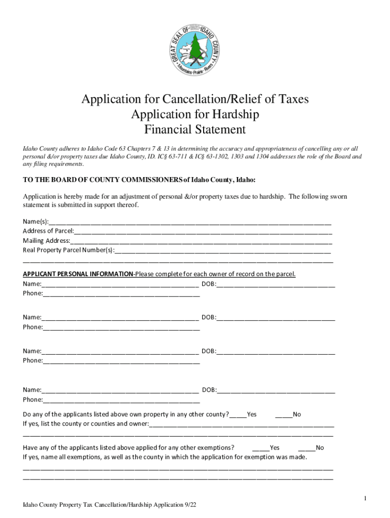 Fillable Online chapter 7 property tax relief Idaho Legislature Fax