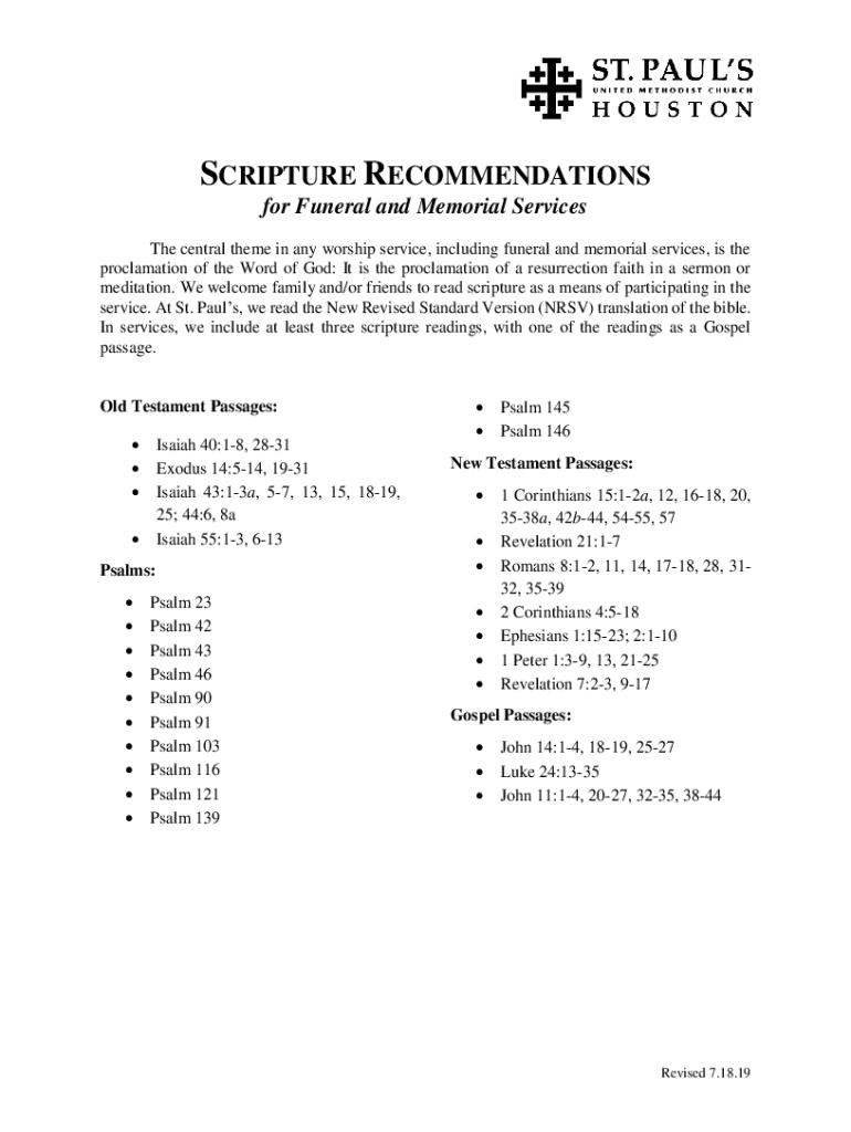 Fillable Online Top 15 Bible Verses for a Celebration of Life Service