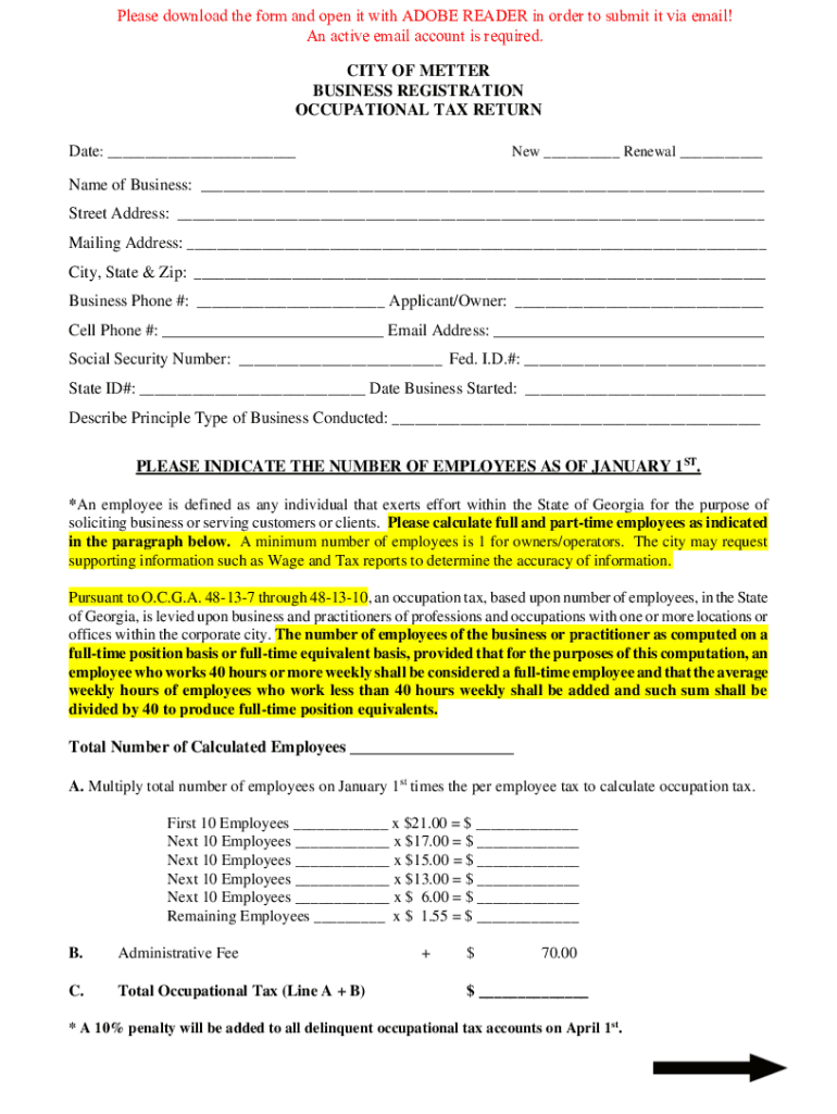 Fillable Online Fillable Online City of Metter Railroad Depot Fax Email Print Fax Email Print