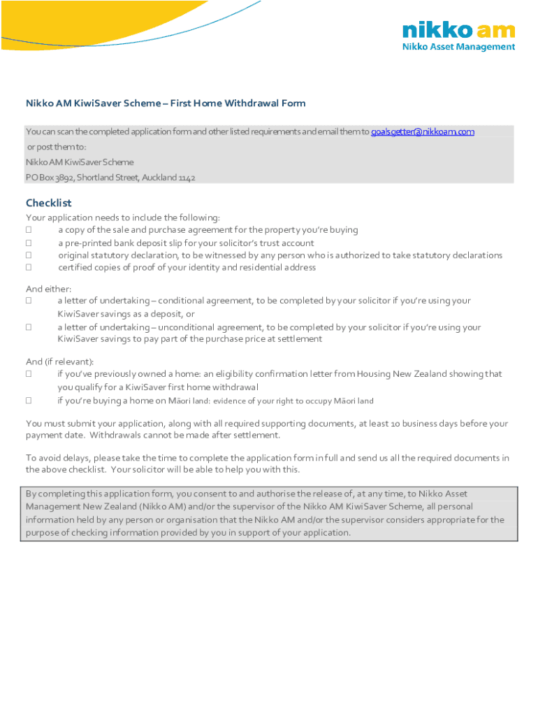 Fillable Online KiwiSaver First home withdrawal form Fax Email Print