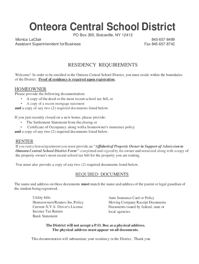 Fillable Online Onteora Central School District authorizes a series of