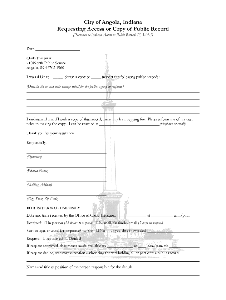 Fillable Online How to request a public record in Indiana Fax Email