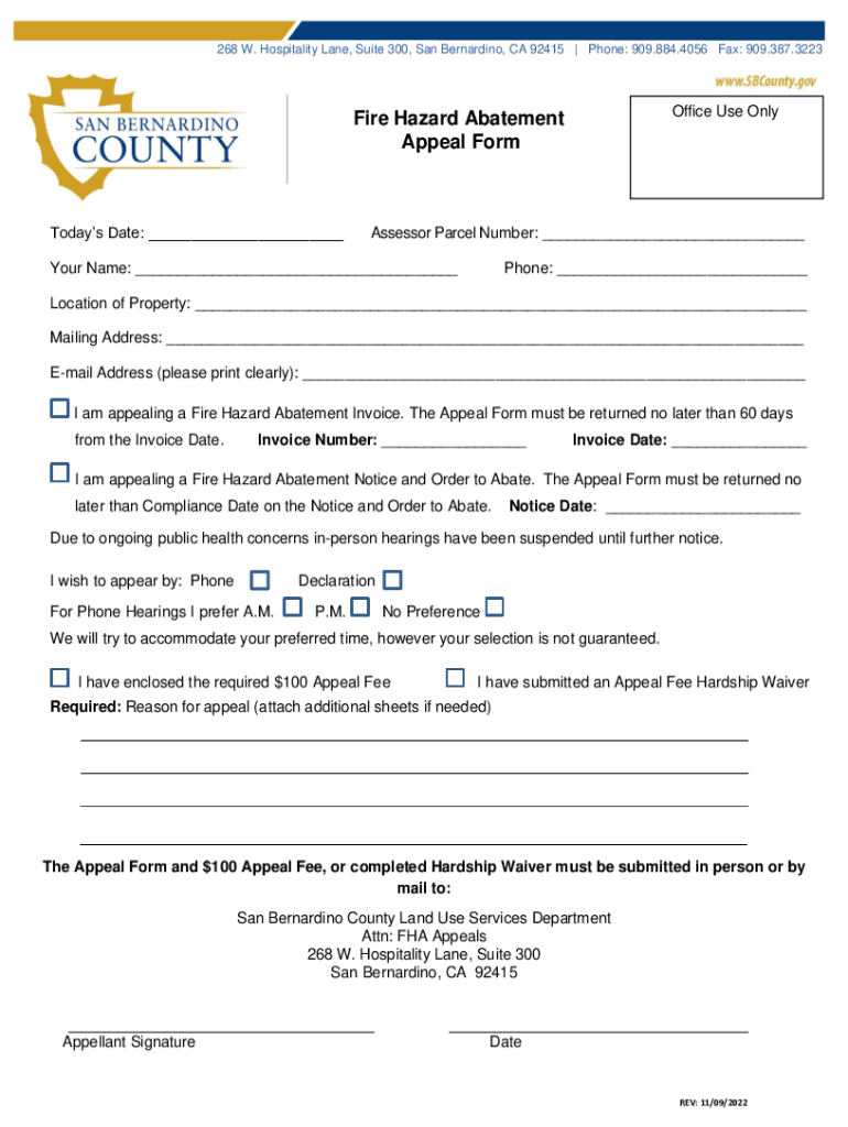 Fillable Online Land Use Services Department Fire Hazard Abatement