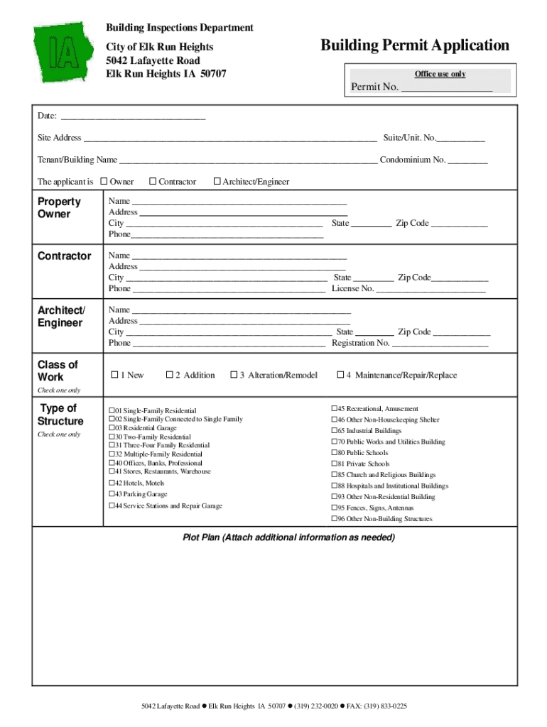 Fillable Online Contact Us City of Elk Run Heights, Iowa Fax Email